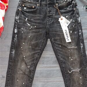 Purple Distressed Black Jeans